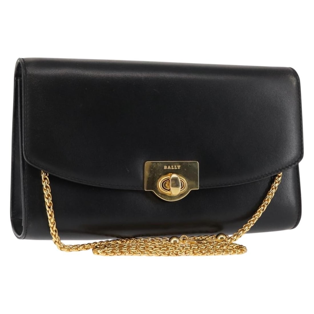 BALLY Black Gold Leather Chain Shoulder Bag Made in Italy: BALLY Black Gold Leather Chain Shoulder Bag Made in Italy This authentic BALLY Chain Shoulder Bag is a stylish accessory made in Italy, featuring a sophisticated combination of black leather and gold 