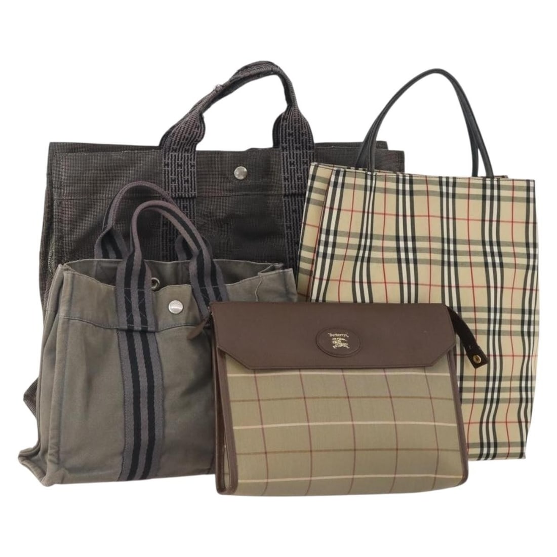 Set of 4 Burberrys Nova Check Canvas Handbags and Pouch Beige Gray (1 of 18)