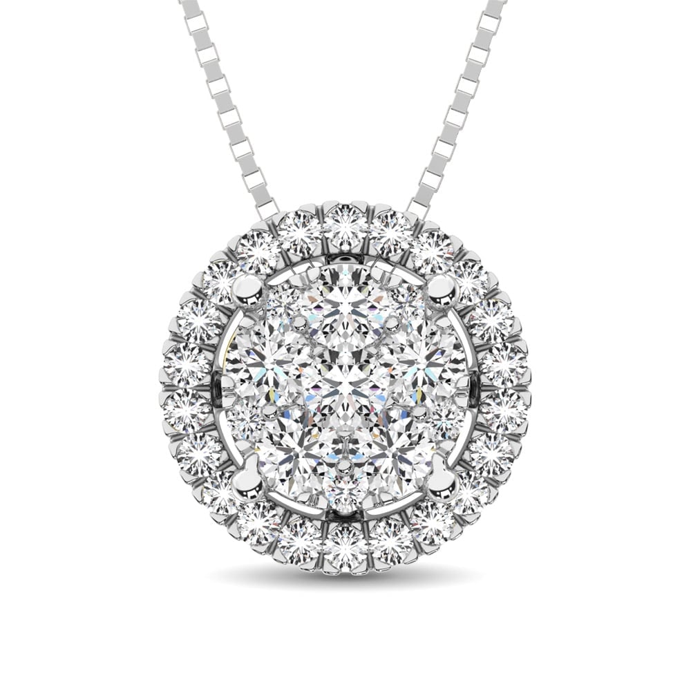 14K White Gold 1/3 Ct.Tw. Diamond Flower Pendant: 14K White Gold 1/3 Ct.Tw. Diamond Flower Pendant This Elegant Pendant Is Crafted from 14K White Gold And Adorned With Diamonds Weighing Approximately 1/3 Ct.Tw. This Sparkling Design Features an Open 