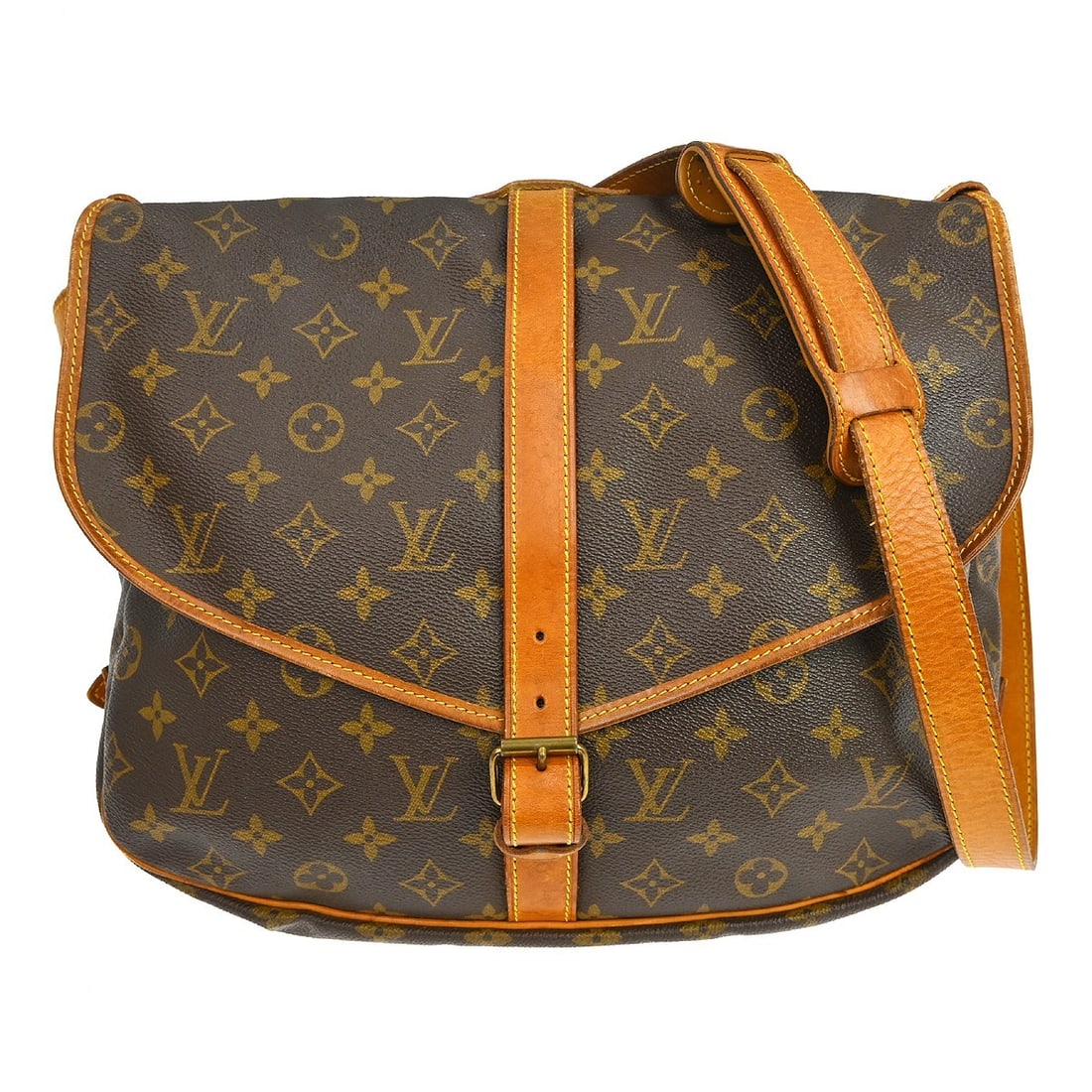 Louis Vuitton Saumur 35 Monogram Crossbody Shoulder Bag: Louis Vuitton Saumur 35 Monogram Crossbody Shoulder Bag This vintage Louis Vuitton Saumur 35 shoulder bag features the iconic monogram canvas with leather trim. Designed in a medium size, it offers a 
