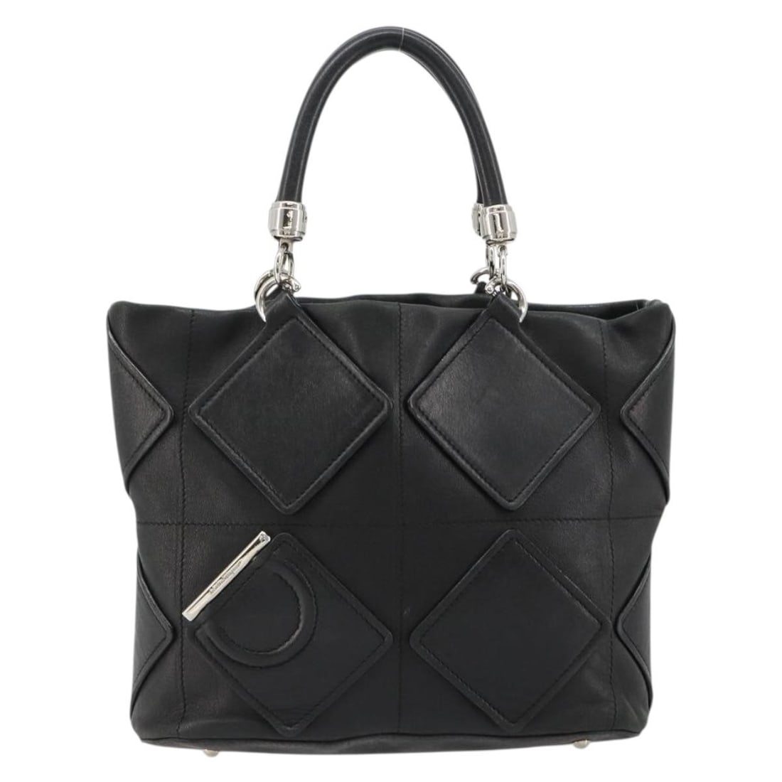 Salvatore Ferragamo Black Leather Vintage Handbag: Salvatore Ferragamo Black Leather Vintage Handbag This Salvatore Ferragamo vintage handbag is crafted from black leather and designed for women. The bag features a classic silhouette with handles and 