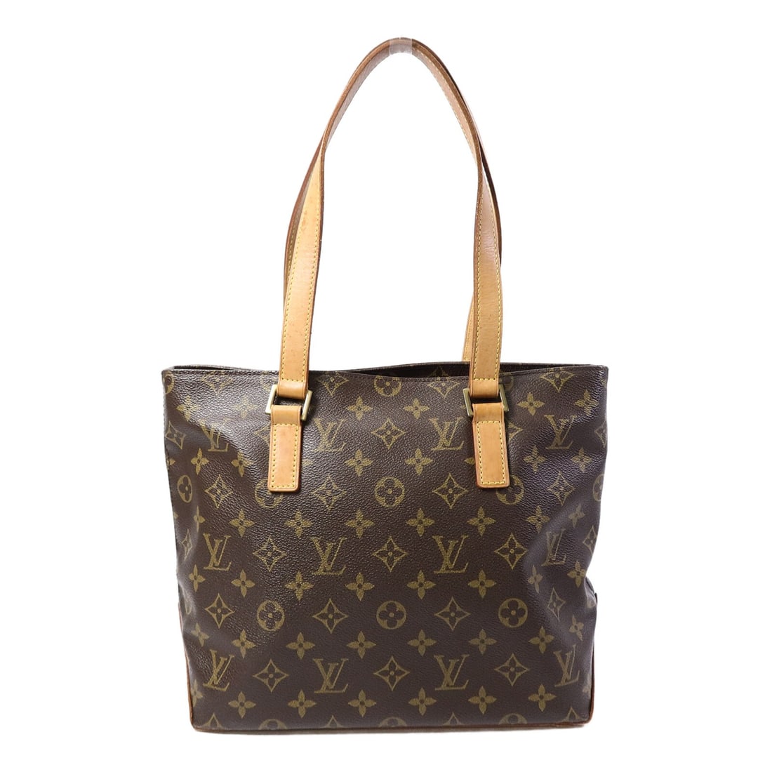 Louis Vuitton Monogram Cabas Piano Shoulder Bag GHW: Louis Vuitton Monogram Cabas Piano Shoulder Bag GHW This Louis Vuitton Cabas Piano shoulder bag features the signature monogram pattern on durable PVC coated canvas in brown, complemented by gold-tone