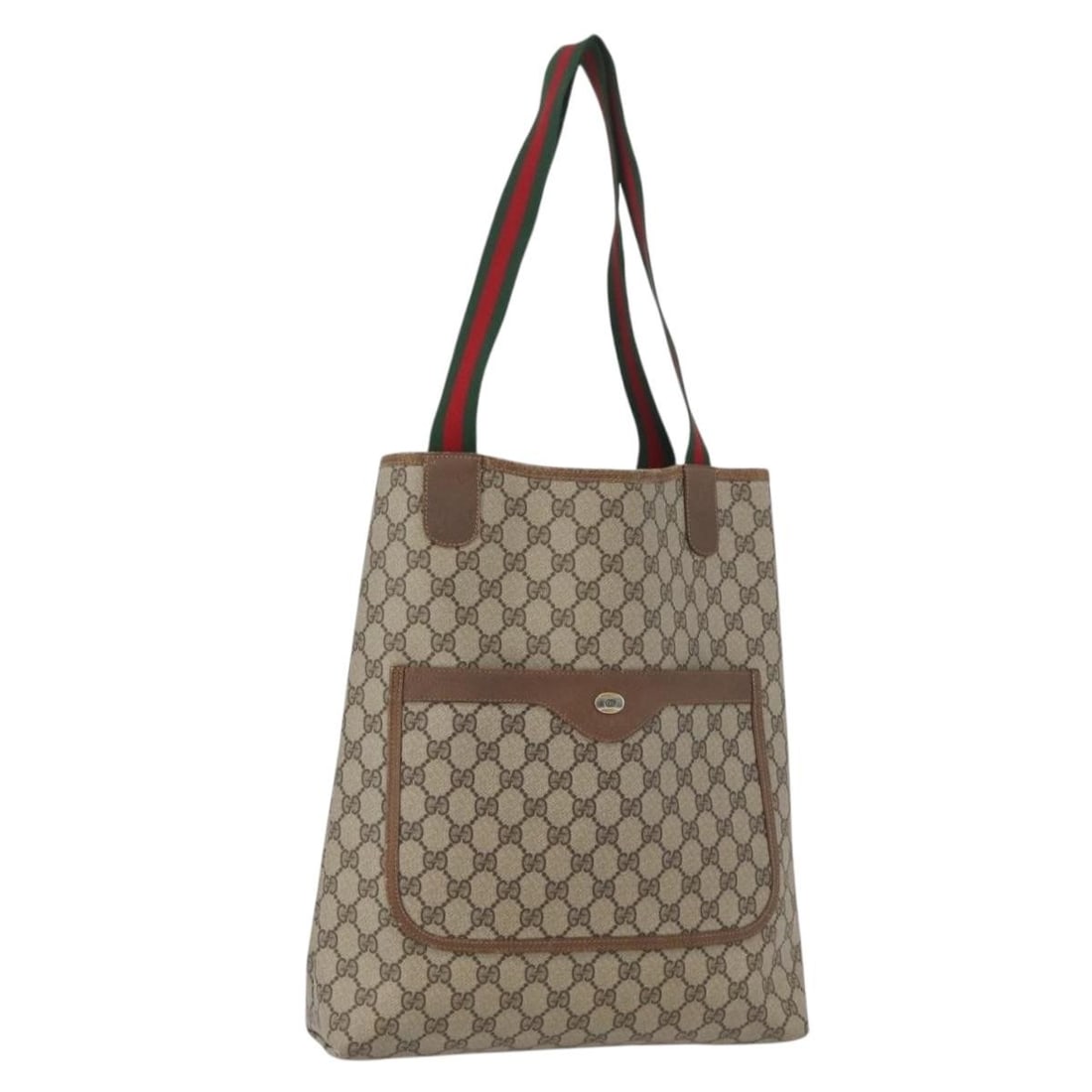 Gucci Sherry Line GG Supreme Beige Red Tote Bag Italy: Gucci Sherry Line GG Supreme Beige Red Tote Bag Italy This GUCCI GG Supreme Web Sherry Line tote bag features a beige and red color scheme with signature GG canvas and PVC leather accents. Designed fo