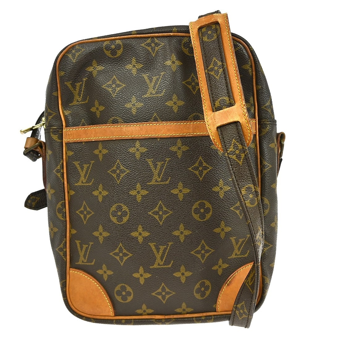 Louis Vuitton Danube MM Monogram Crossbody Bag: Louis Vuitton Danube MM Monogram Crossbody Bag This is a vintage Louis Vuitton Danube MM shoulder bag featuring the iconic monogram canvas leather. The bag is designed in a medium size with a crossbod
