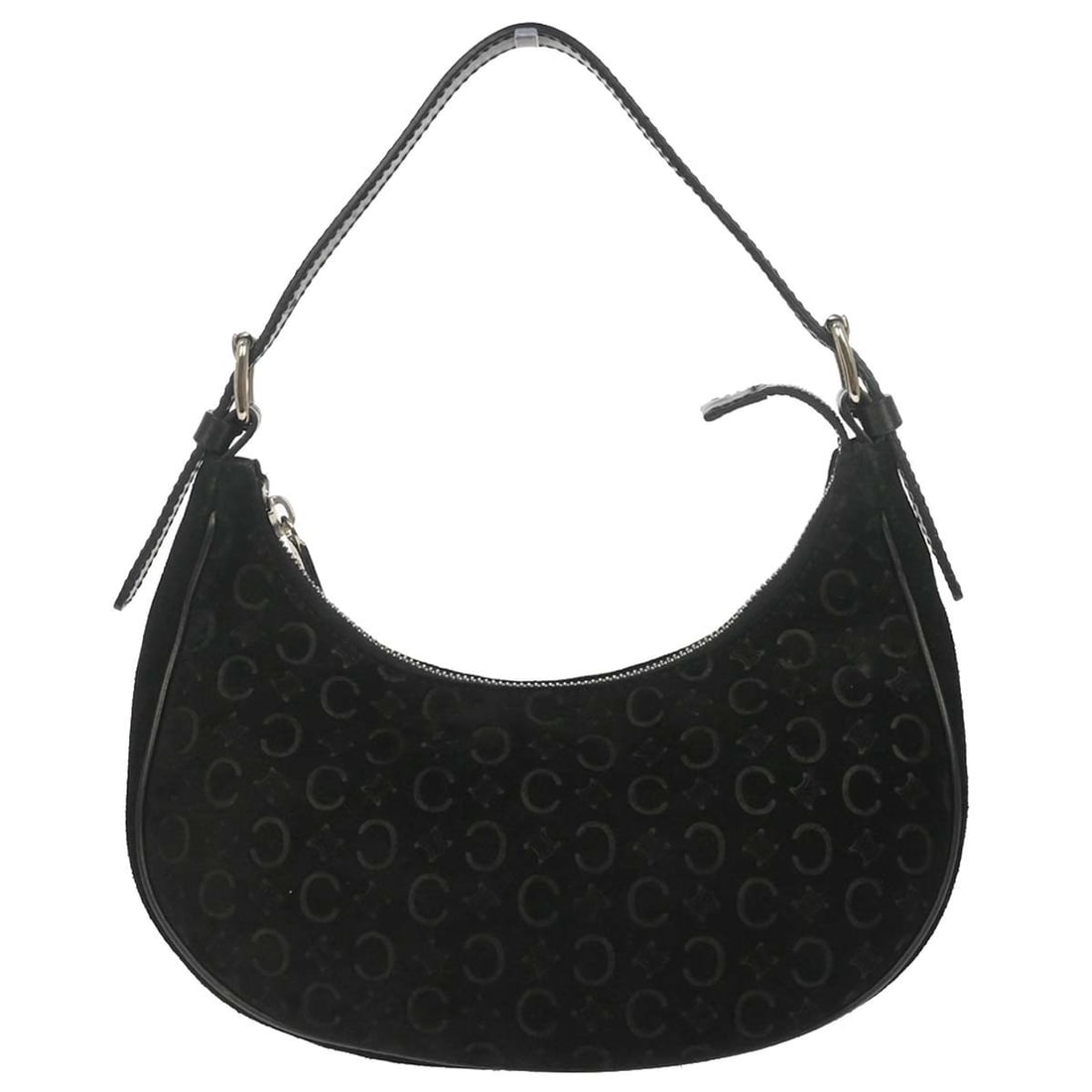 Celine Macadam Black Suede Small Top Handle Bag CE00/24: Celine Macadam Black Suede Small Top Handle Bag CE00/24 This Celine Macadam handbag features a black suede leather exterior with signature logo accents. Designed in a small size with a top handle, it 