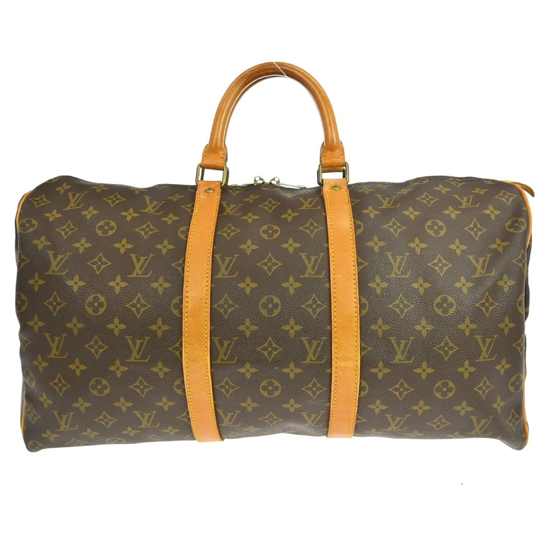 Louis Vuitton Keepall Canvas Travel Bag Monogram 50cm x 29cm x 22cm: Louis Vuitton Keepall Canvas Travel Bag Monogram 50cm x 29cm x 22cm This Louis Vuitton Keepall Bag is crafted from iconic monogram canvas in a classic brown color. Designed as a unisex travel accessor