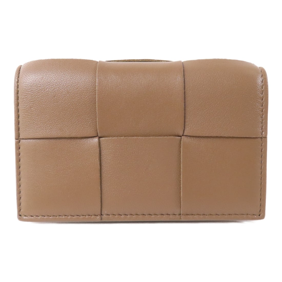 Bottega Veneta Intrecciato Leather Brown Card Case with Gold Hardware: Bottega Veneta Intrecciato Leather Brown Card Case with Gold Hardware This Bottega Veneta card case features the iconic Intrecciato leather design in a classic brown color. Expertly crafted in Italy, 
