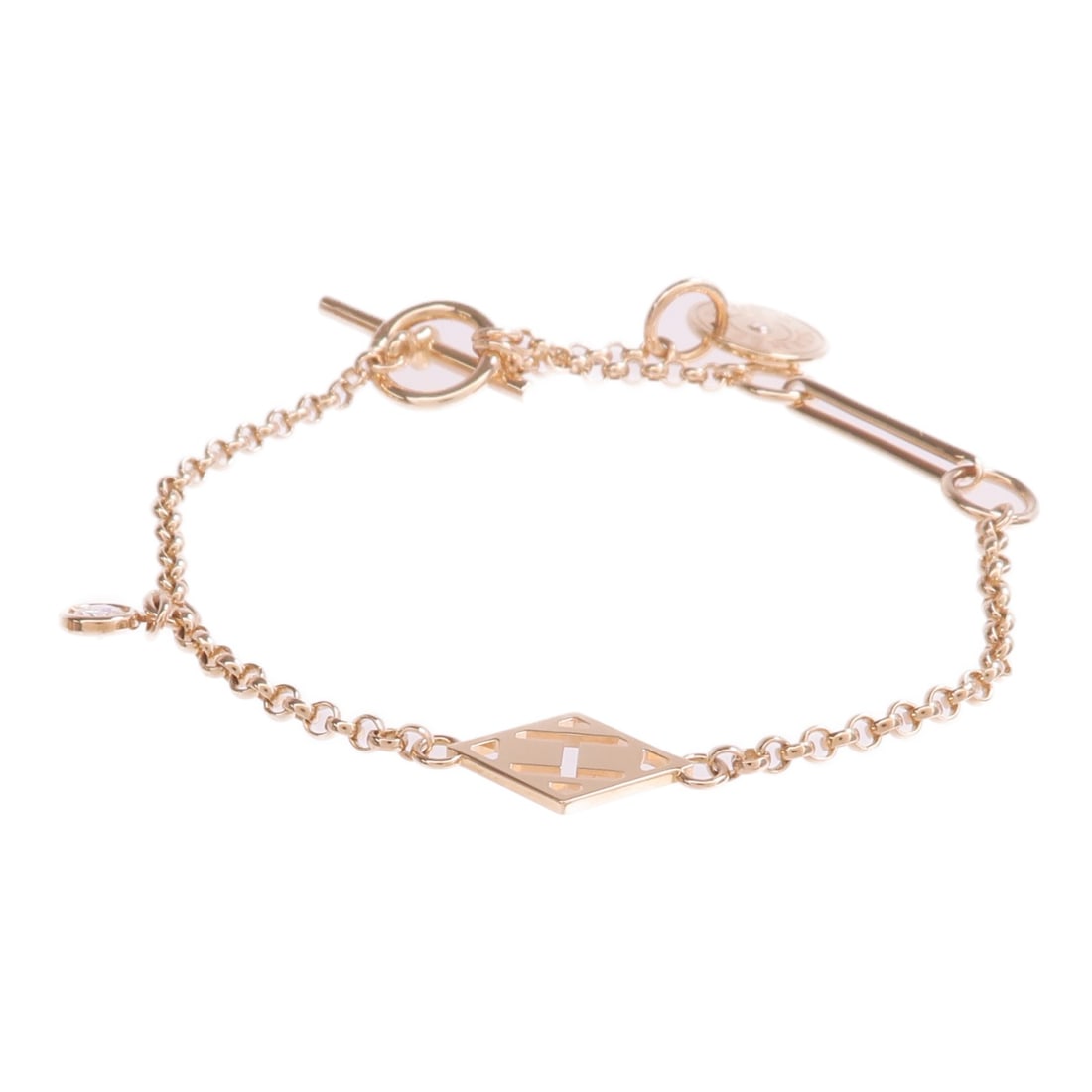 Gambade 18K Rose Gold Diamond Bracelet by Hermes: Gambade 18K Rose Gold Diamond Bracelet by Hermes This Hermes Gambade bracelet is crafted from 18K pink gold and features diamond accents. Designed for women, it showcases a refined and elegant style, 