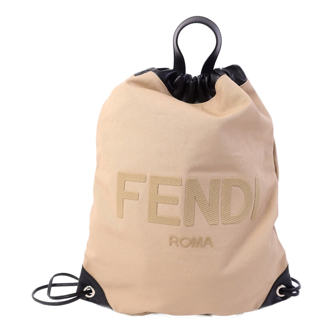 Fendi Beige Canvas Rucksack Backpack 7VZ057 AFBD: Fendi Beige Canvas Rucksack Backpack 7VZ057 AFBD This FENDI rucksack backpack is crafted from beige canvas and features a sleek, minimalist design. Made in Italy, it offers a spacious interior and a c