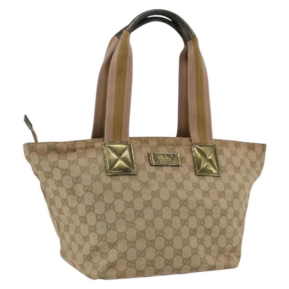 Gucci Sherry Line GG Canvas Beige Gold Handbag 131230: Gucci Sherry Line GG Canvas Beige Gold Handbag 131230 This is a Gucci GG Canvas Sherry Line hand bag in beige and gold. Crafted in Italy, it features the iconic GG canvas exterior and is designed for 
