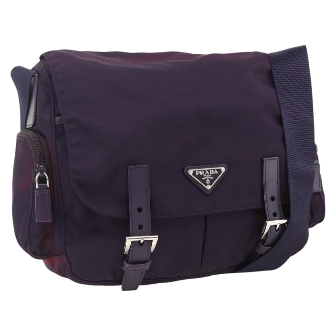 Prada Purple Silver Nylon Shoulder Bag Italy: Prada Purple Silver Nylon Shoulder Bag Italy This PRADA shoulder bag is crafted from purple and silver nylon and features an adjustable strap for versatile wear. Designed for women, the bag is made in