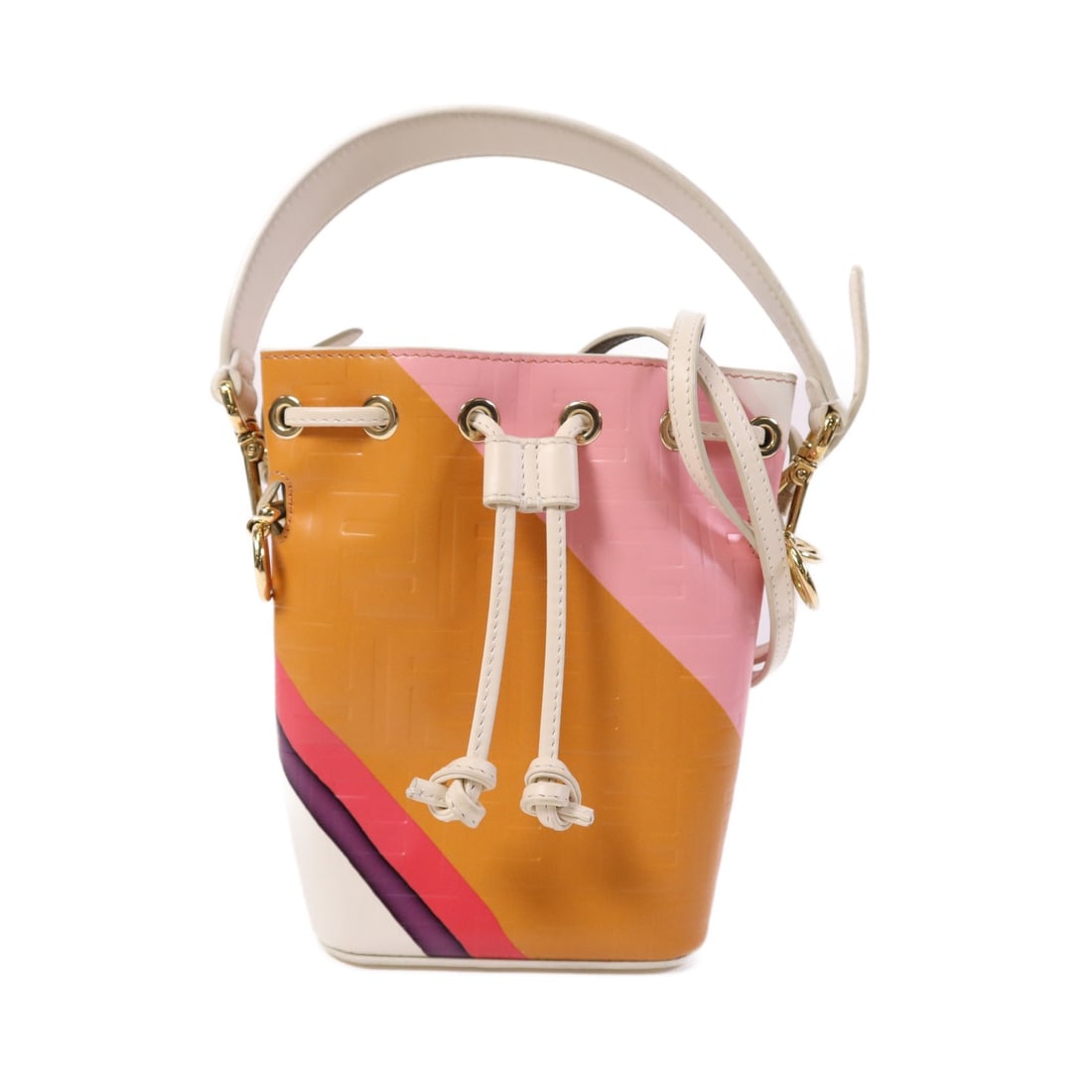 FENDI Mon Tresor Mini Multicolor Calfskin Two Way Shoulder Bag with Gold Hardware: FENDI Mon Tresor Mini Multicolor Calfskin Two Way Shoulder Bag with Gold Hardware This Fendi Mon Tresor Mini 2 Way Shoulder Bag features a stylish multicolor calfskin leather exterior. Designed for ve