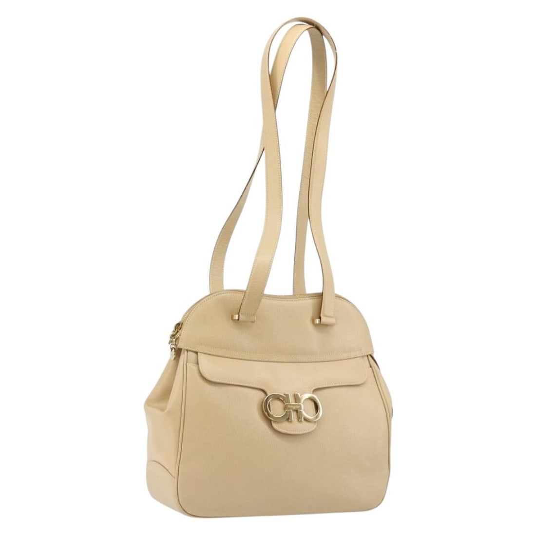 Salvatore Ferragamo Gancini leather tote bag beige gold Italy: Salvatore Ferragamo Gancini leather tote bag beige gold Italy This Salvatore Ferragamo Gancini tote bag is crafted from beige and gold leather, offering a classic and versatile design. Made in Italy, 