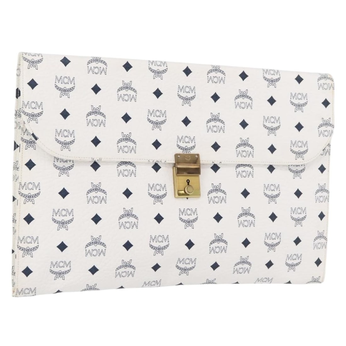 MCM white gold PVC logogram clutch document case auth YKZ1260 (1 of 18)