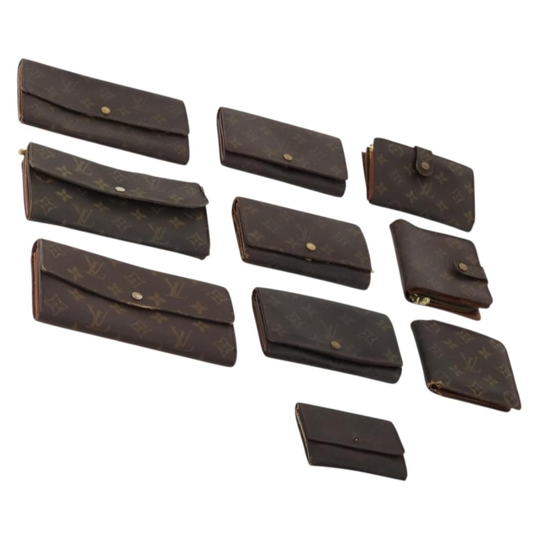 Louis Vuitton Monogram Canvas Wallet Bundle 10 Auth CB149: Louis Vuitton Monogram Canvas Wallet Bundle 10 Auth CB149 This is a special bundle of 10 Louis Vuitton Monogram wallets for women, crafted from signature Monogram Canvas and made in France. The set is