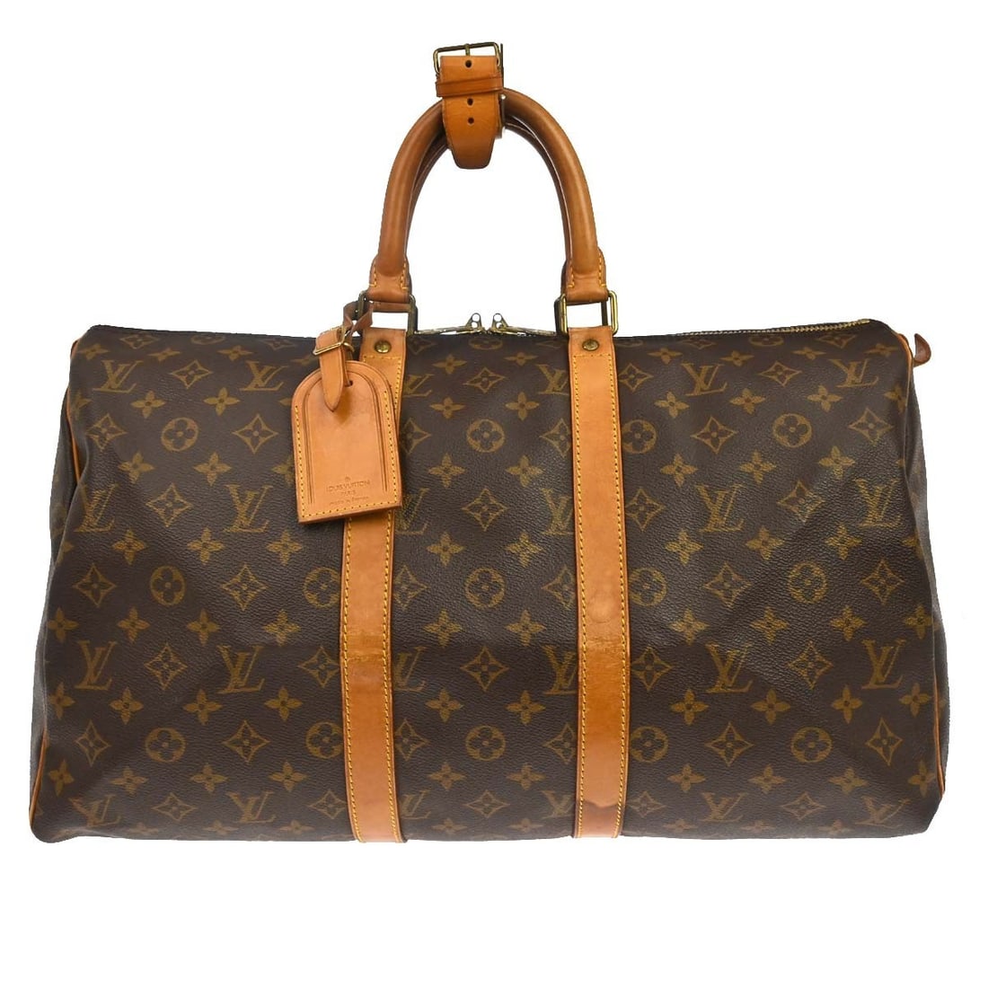 Louis Vuitton Keepall Canvas Travel Bag 45cm x 27cm x 20cm: Louis Vuitton Keepall Canvas Travel Bag 45cm x 27cm x 20cm This Louis Vuitton Keepall Bag features the iconic Monogram canvas and is designed for unisex use. The bag is brown in color and crafted from