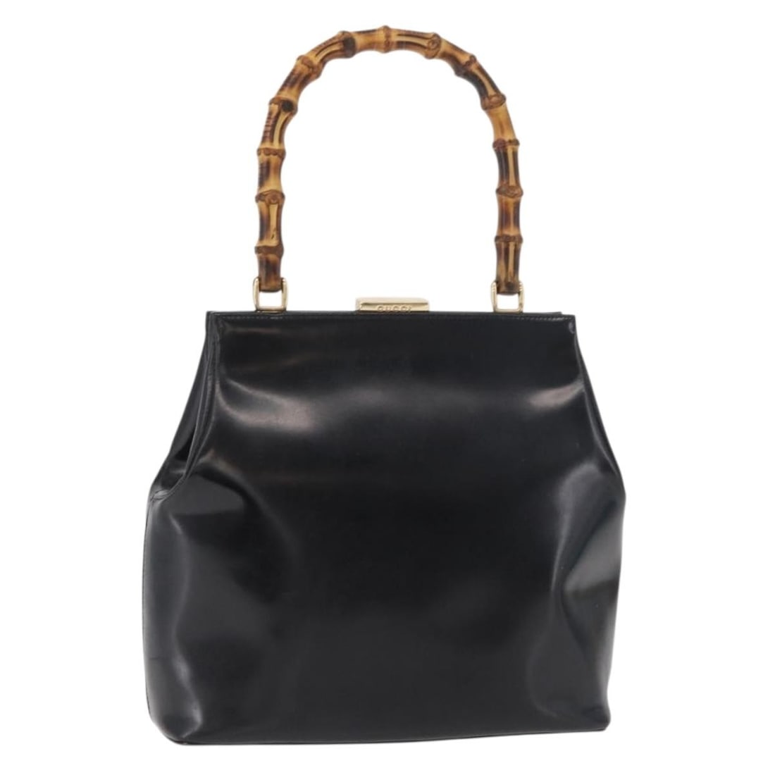 Gucci Bamboo Patent Leather Black Gold Handbag Auth 000 4781 0295: Gucci Bamboo Patent Leather Black Gold Handbag Auth 000 4781 0295 This Gucci Bamboo handbag is crafted from black and gold patent leather and features a structured silhouette with a bamboo handle. Mad