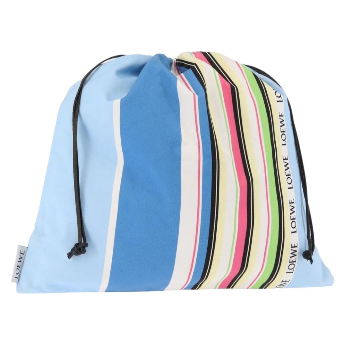 LOEWE Blue Canvas Drawstring Pouch Bag 18.1 x 16.9 inches: LOEWE Blue Canvas Drawstring Pouch Bag 18.1 x 16.9 inches This LOEWE drawstring pouch is crafted from durable canvas in a striking blue color. With dimensions of approximately 18.1 inches in length, 1