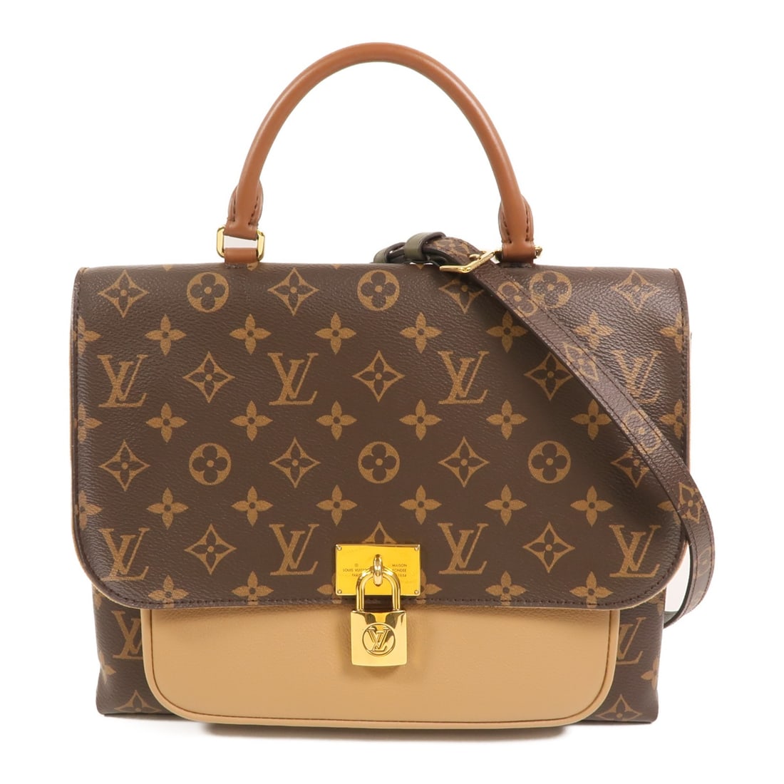 Louis Vuitton Marignan Monogram Brown 2 Way Shoulder Bag M44257: Louis Vuitton Marignan Monogram Brown 2 Way Shoulder Bag M44257 This Louis Vuitton Marignan 2-way shoulder handbag features the iconic Monogram brown PVC coated canvas. Designed for versatility, it ca