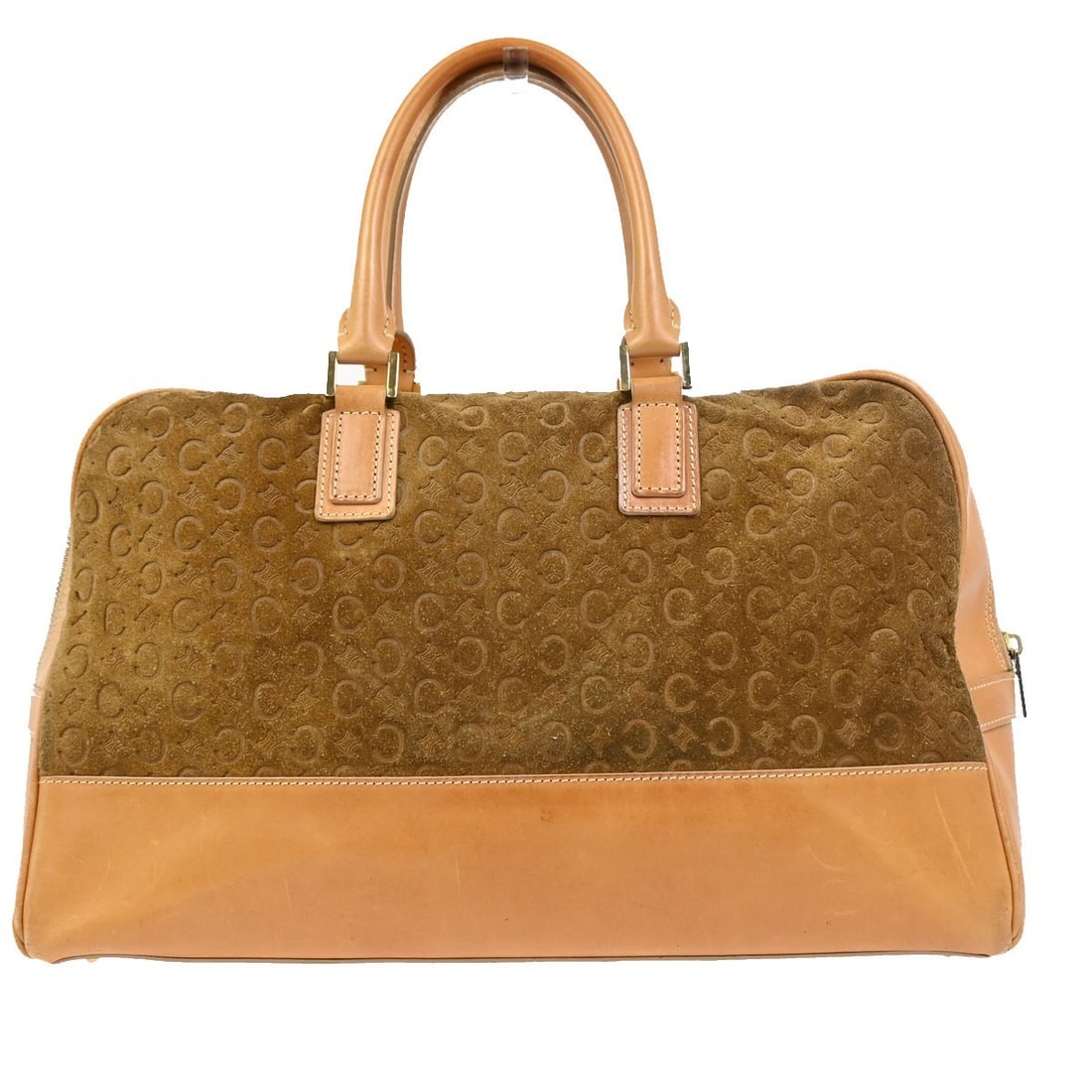 Celine C Macadam Brown Suede Leather Handbag: Celine C Macadam Brown Suede Leather Handbag This Celine C Macadam Handbag features a combination of brown suede and leather, complemented by gold-plated hardware. Made in Italy, this handbag is desig