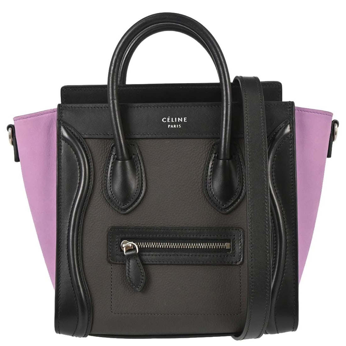 CELINE Nano Luggage Mini Leather Top Handle Bag: CELINE Nano Luggage Mini Leather Top Handle Bag This Celine Nano Luggage tote is crafted from brown leather and features a compact, mini size with double handles and a zippered closure. Designed for c