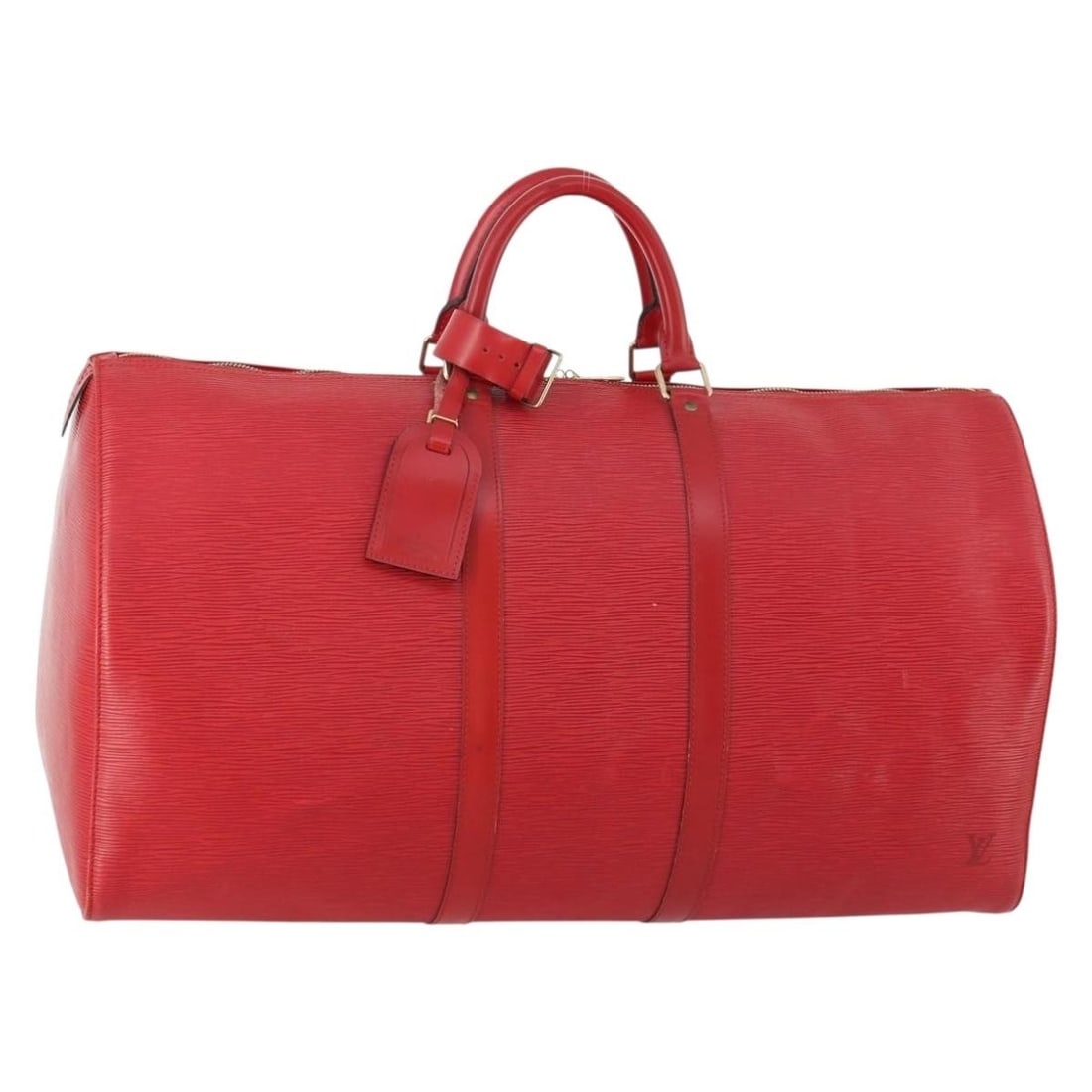 Louis Vuitton Epi leather red Keepall 55 Boston Bag M42957: Louis Vuitton Epi leather red Keepall 55 Boston Bag M42957 This Louis Vuitton Epi Keepall 55 Boston Bag in red is crafted from durable Epi leather and features a spacious design ideal for travel or ev