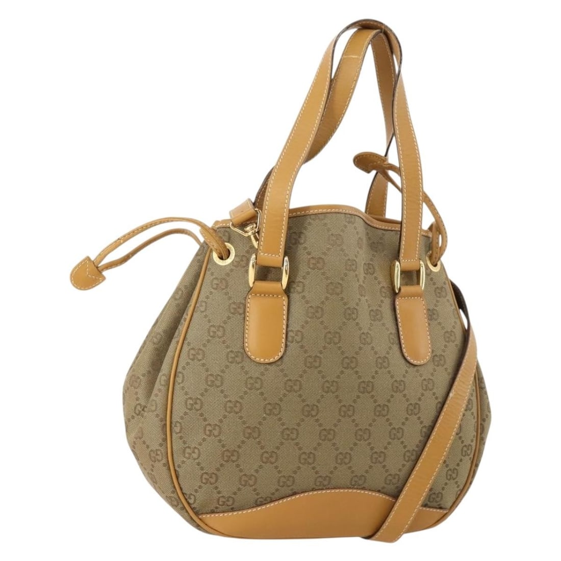 Gucci GG Canvas Beige Gold Two Way Tote with Shoulder Strap: Gucci GG Canvas Beige Gold Two Way Tote with Shoulder Strap This Gucci GG Canvas Tote Bag features a beige and gold exterior crafted from signature GG canvas. Designed for women, it offers versatile c