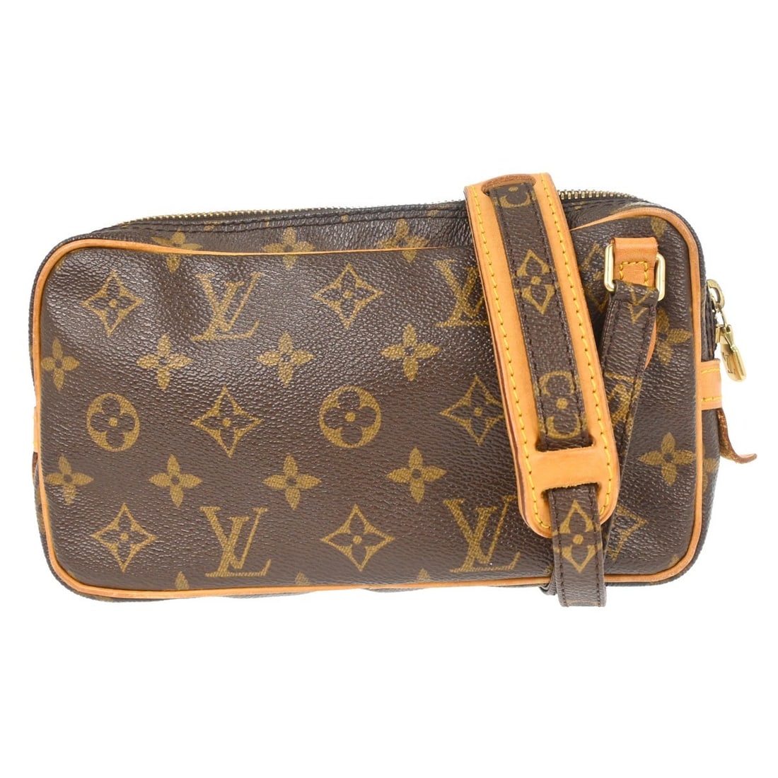 Louis Vuitton Marly Monogram Mini Crossbody Bag: Louis Vuitton Marly Monogram Mini Crossbody Bag This Louis Vuitton Marly Bandouliere crossbody bag features the iconic Monogram pattern on brown leather, accented with a brown canvas lining. Designed 