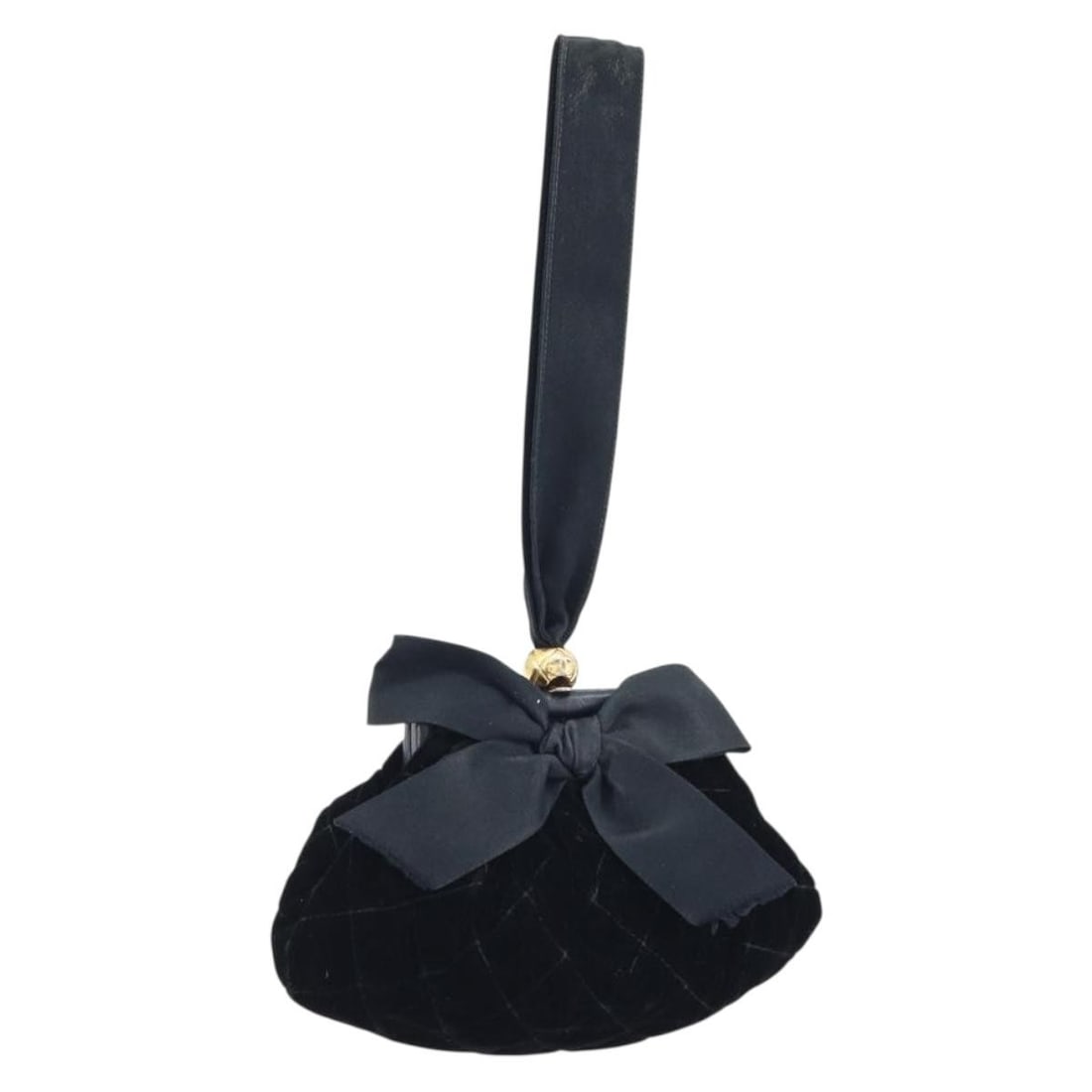 Chanel Black Velor Handbag with Gold CC Logo and Guarantee Card: Chanel Black Velor Handbag with Gold CC Logo and Guarantee Card This CHANEL handbag is crafted from velor in a black and gold color combination. Designed for women, it features a single handle with an