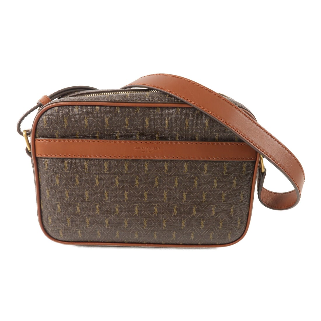 Saint Laurent YSL Brown Coated Canvas Shoulder Bag 669957: Saint Laurent YSL Brown Coated Canvas Shoulder Bag 669957 This Saint Laurent shoulder bag features a brown PVC coated canvas exterior, offering both durability and a classic look. The bag is designed 