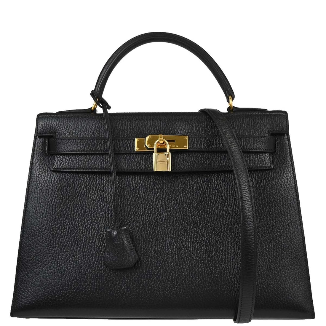 Hermes Kelly Black Ardennes Leather Gold Hardware: Hermes Kelly Black Ardennes Leather Gold Hardware This Hermes Kelly Handbag is crafted from black Ardennes leather and features gold hardware. Designed for women, it offers a sophisticated look with i