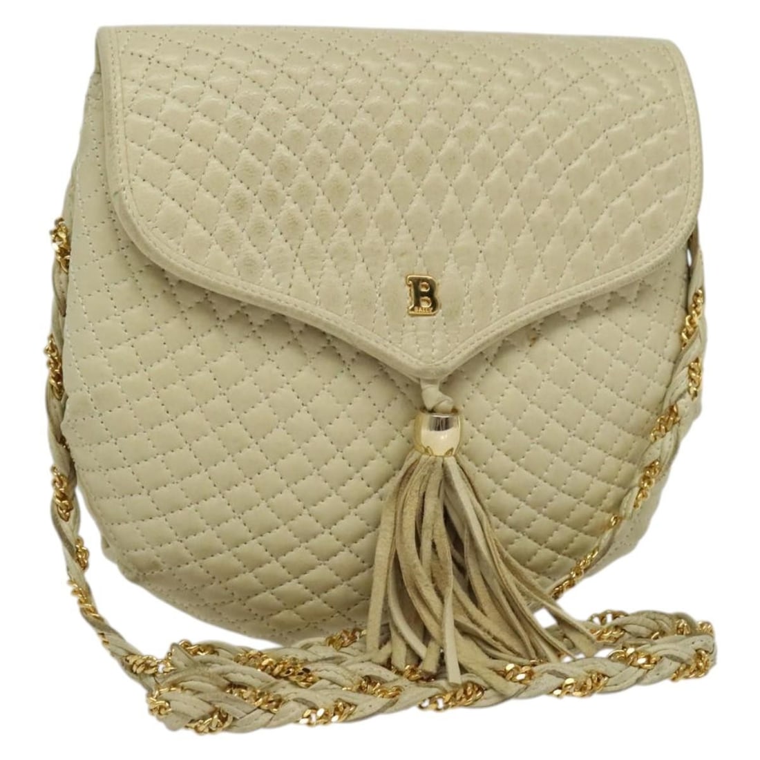 BALLY Beige Gold Leather Shoulder Bag Made in Italy: BALLY Beige Gold Leather Shoulder Bag Made in Italy This BALLY shoulder bag is a stylish accessory crafted from high-quality leather in a chic beige and gold color combination. With approximate dimens