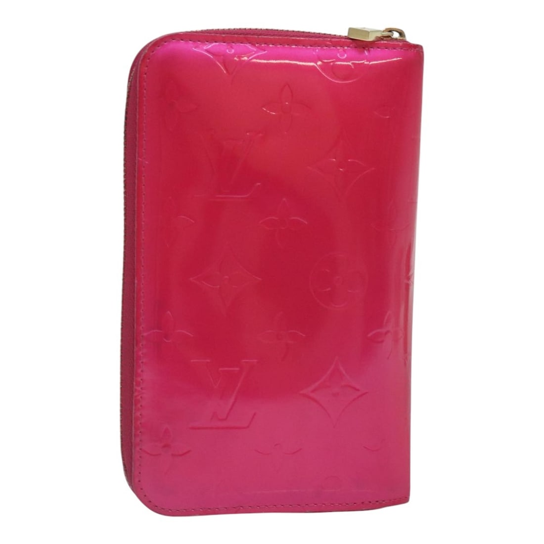 Fuchsia Monogram Vernis Eldridge Wallet by Louis Vuitton Patent Leather M91240: Fuchsia Monogram Vernis Eldridge Wallet by Louis Vuitton Patent Leather M91240 This Louis Vuitton Monogram Vernis Eldridge wallet features a fuchsia pink patent leather exterior and is designed for wo