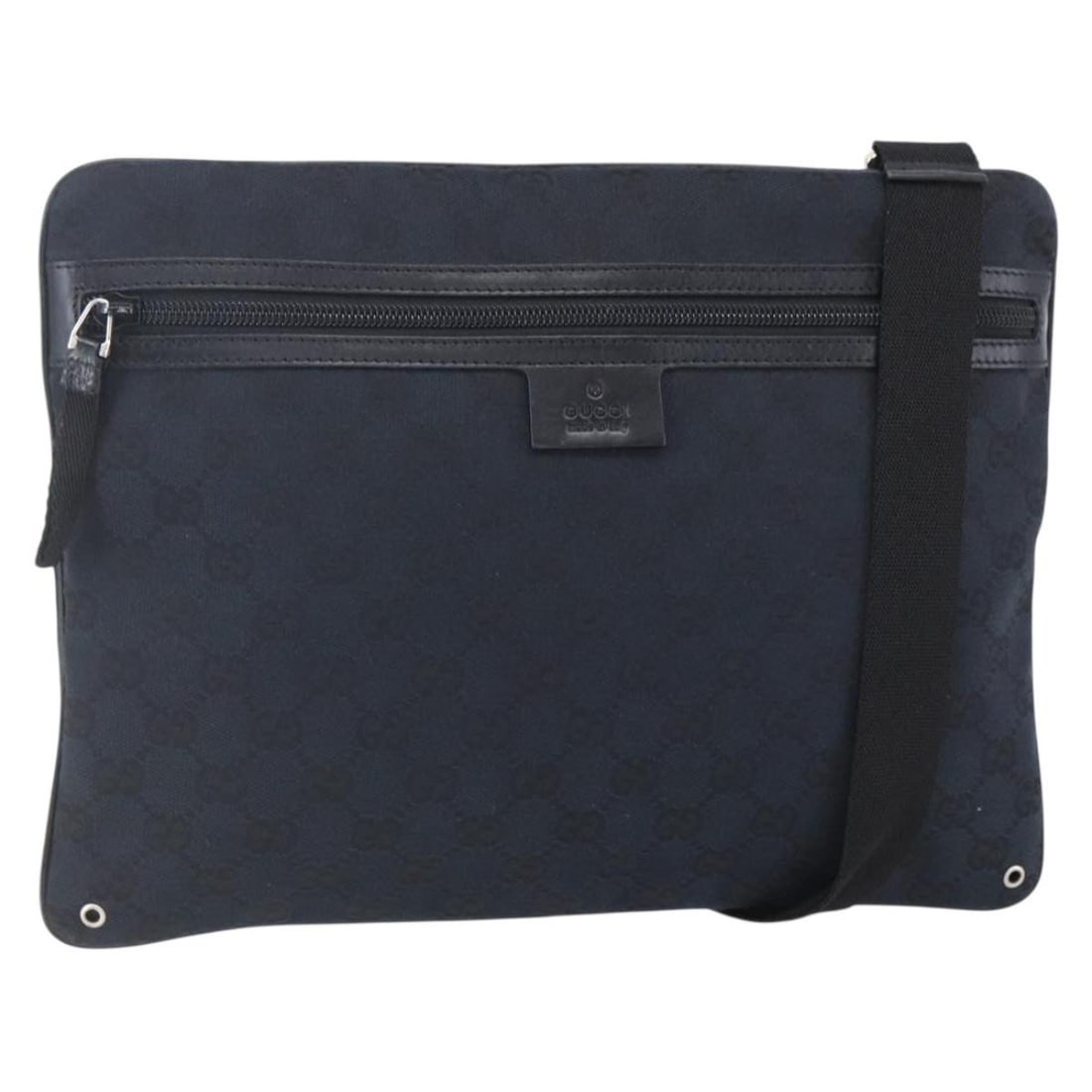GUCCI GG Canvas Shoulder Bag Black Silver 90476 Authentic: GUCCI GG Canvas Shoulder Bag Black Silver 90476 Authentic This authentic GUCCI GG Canvas Shoulder Bag features a sophisticated blend of black and silver tones, crafted in Italy from durable GG canvas.