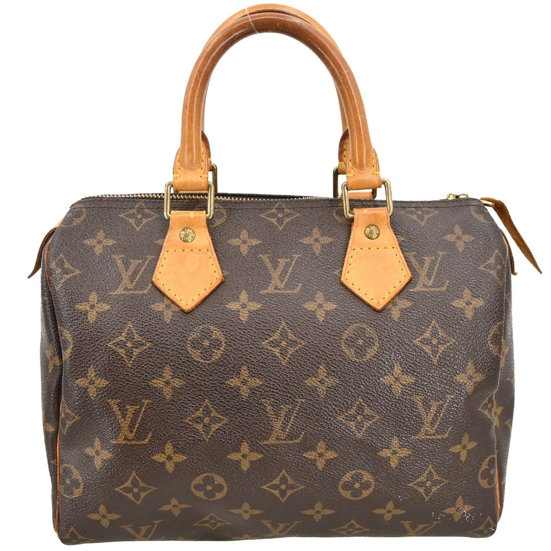 Louis Vuitton Speedy Brown Canvas Handbag 25cm x 19cm x 14.5cm: Louis Vuitton Speedy Brown Canvas Handbag 25cm x 19cm x 14.5cm This Louis Vuitton Speedy Handbag features the iconic monogram canvas in brown, designed for women. Made in France, it is a vintage piece
