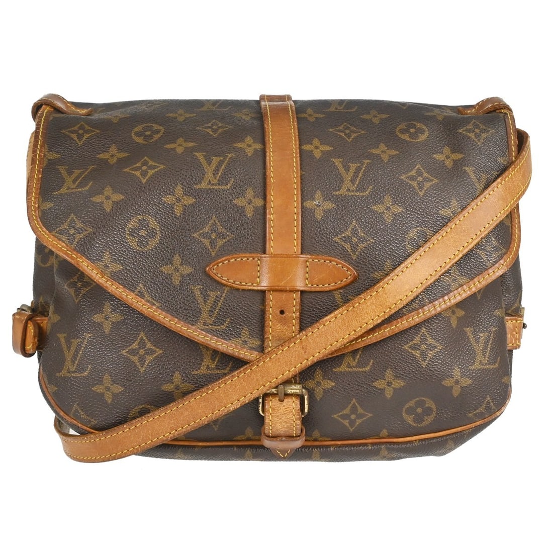 Louis Vuitton Saumur Monogram Canvas Crossbody Bag: Louis Vuitton Saumur Monogram Canvas Crossbody Bag This Louis Vuitton Saumur Handbag is crafted from signature monogram canvas in a classic brown color. Designed for unisex use, it features a spacious