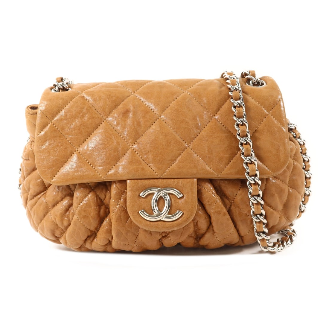 Brown Calfskin CHANEL CC Shoulder Bag: Brown Calfskin CHANEL CC Shoulder Bag This CHANEL shoulder bag features a classic CC design and is crafted from brown calfskin leather. Designed for women, it offers a stylish and functional accessory