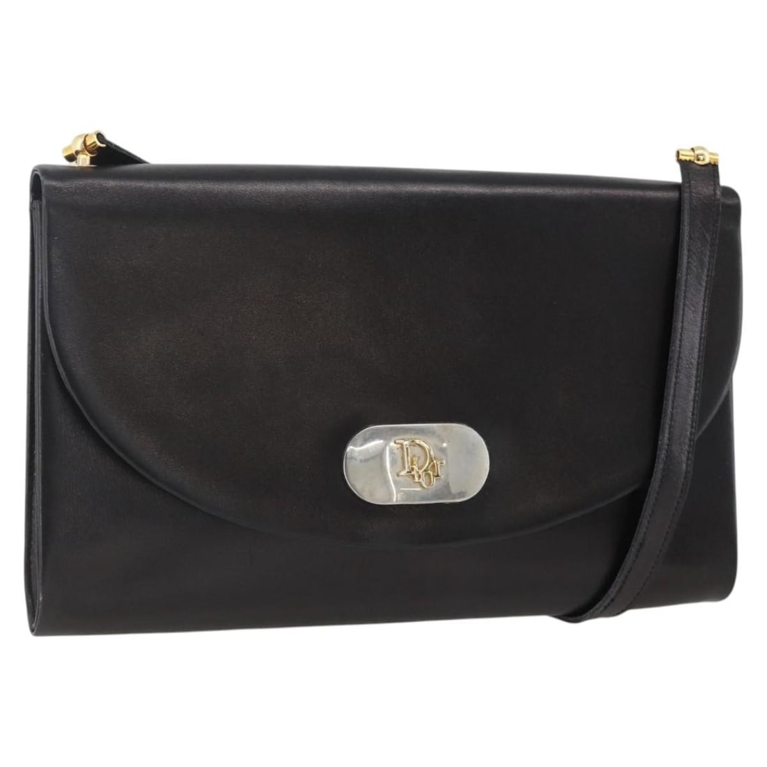 Christian Dior Black Leather Shoulder Purse with Gold Accents France: Christian Dior Black Leather Shoulder Purse with Gold Accents France This Christian Dior shoulder bag features black leather with gold-tone accents. Designed for women, it offers a classic silhouette 
