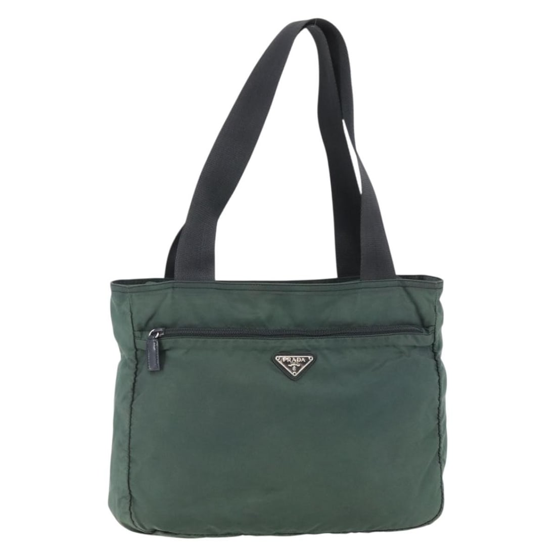 PRADA Khaki Nylon Tote Bag Made in Italy Auth ki6013: PRADA Khaki Nylon Tote Bag Made in Italy Auth ki6013 This authentic PRADA Tote Bag is a stylish and practical accessory crafted from durable nylon in a sophisticated khaki color. Measuring approximate