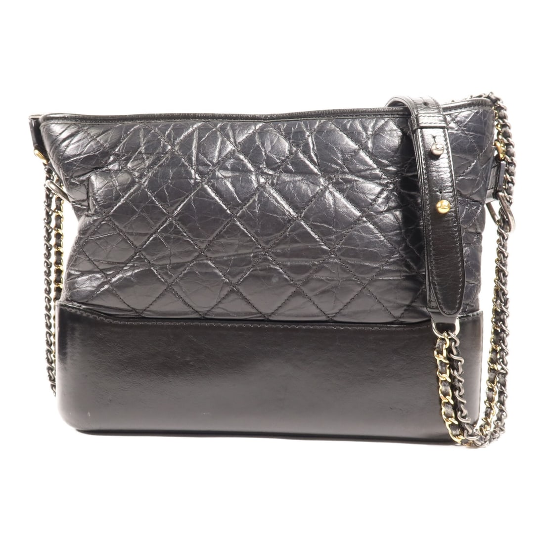 CHANEL Gabrielle Medium Black Calfskin Shoulder Bag 8.7 x 10.6 x 3.5: CHANEL Gabrielle Medium Black Calfskin Shoulder Bag 8.7 x 10.6 x 3.5 This CHANEL Gabrielle Medium Chain Shoulder Bag features a sleek black calfskin exterior and a classic shoulder bag design. Crafted