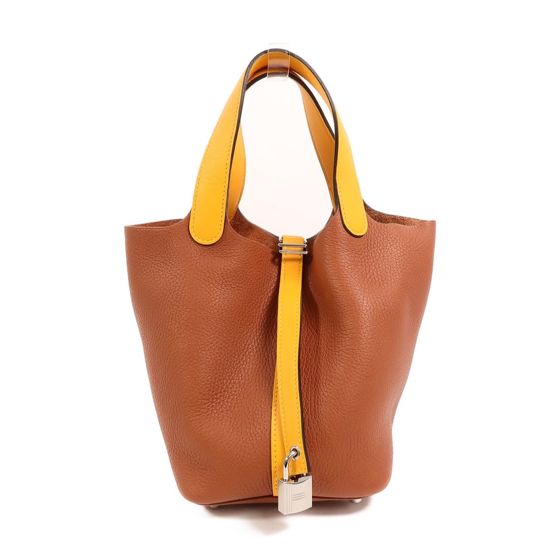 Hermes Picotin PM Brown Calfskin Tote Bag: Hermes Picotin PM Brown Calfskin Tote Bag This HERMES Picotin PM tote bag is crafted from Taurillon Clemence calfskin leather in a rich brown shade, complemented by palladium hardware. The tote featur