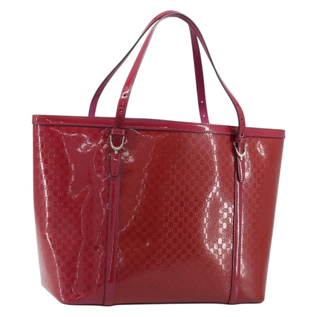 Red Micro GG Canvas Tote by Gucci PVC Leather Gold Accents 309613: Red Micro GG Canvas Tote by Gucci PVC Leather Gold Accents 309613 This is a women's Gucci Micro GG Canvas tote bag, crafted from red and gold PVC leather with Micro GG canvas detailing. The bag featur
