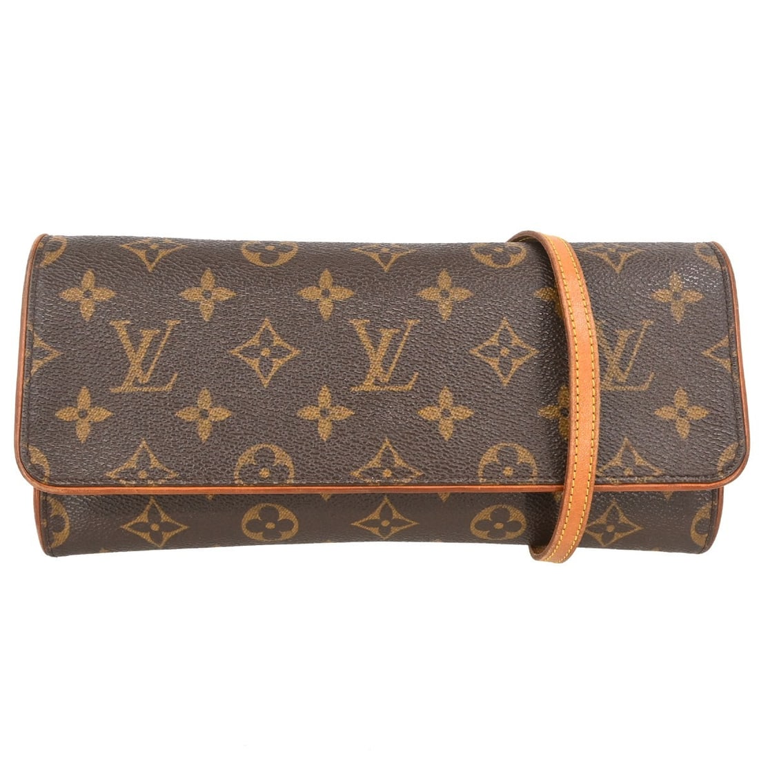 Louis Vuitton Monogram Canvas Twin Handbag Brown: Louis Vuitton Monogram Canvas Twin Handbag Brown This Louis Vuitton Twin Handbag is crafted from signature brown monogram canvas and designed for women. Made in France, the bag shows visible signs of 