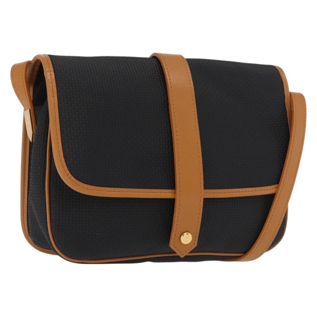 Black and Gold Coated Canvas Shoulder Bag by Saint Laurent: Black and Gold Coated Canvas Shoulder Bag by Saint Laurent This SAINT LAURENT shoulder bag features a black and gold coated canvas exterior and is crafted in Italy. The bag shows notable signs of use,