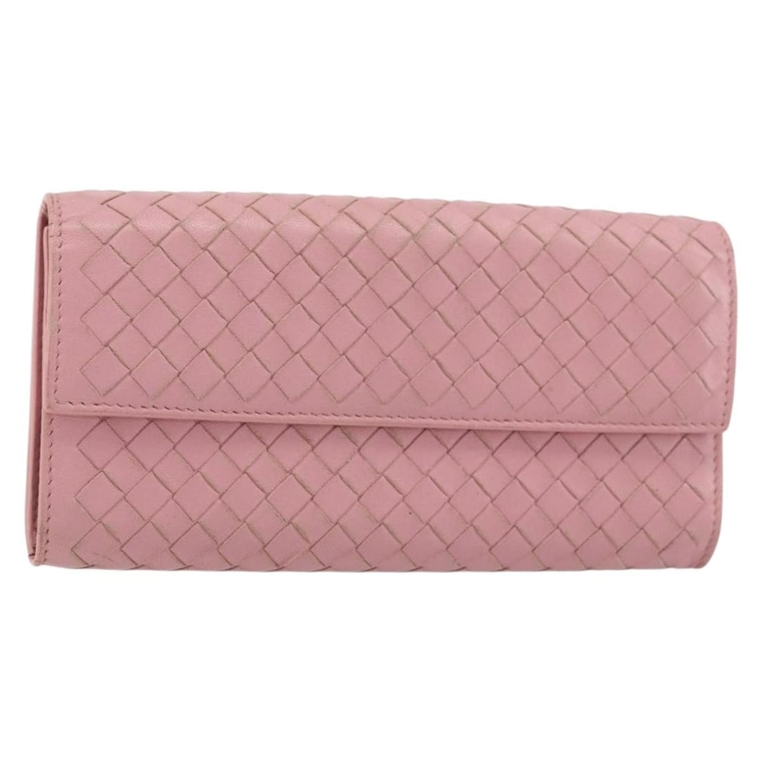 BOTTEGA VENETA Pink Intrecciato Leather Long Wallet Italy Auth BS31596: BOTTEGA VENETA Pink Intrecciato Leather Long Wallet Italy Auth BS31596 This stylish Bottega Veneta Intrecciato Long Wallet is crafted from high-quality pink leather, showcasing the brand's signature w