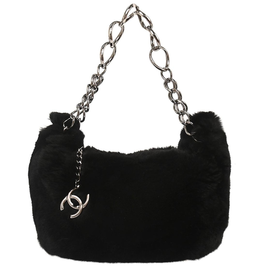 Chanel Small Black Lapin Fur Top Handle Handbag with Inner Pockets (1 of 11)