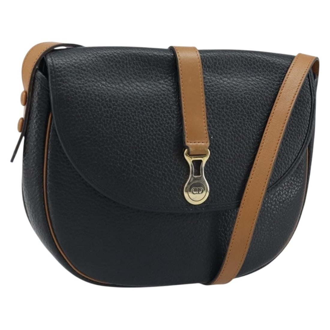 Christian Dior Black Leather Women's Shoulder Bag with Gold Accents: Christian Dior Black Leather Women's Shoulder Bag with Gold Accents This Christian Dior women's shoulder bag is crafted from black leather with gold accents. The bag features a structured design with 