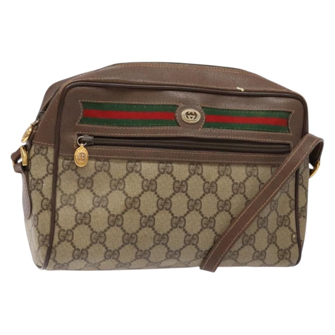 Gucci Sherry Line Beige Gold PVC Shoulder Bag 56 02 088: Gucci Sherry Line Beige Gold PVC Shoulder Bag 56 02 088 This is a Gucci GG Supreme Web Sherry Line shoulder bag crafted in beige and gold PVC leather with GG canvas accents. Made in Italy, the bag fea