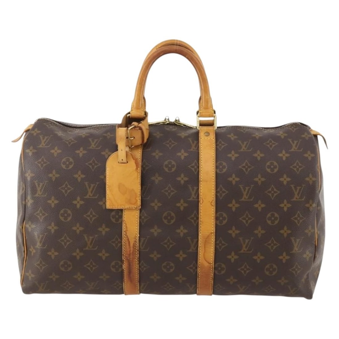 Louis Vuitton Keepall Monogram Canvas Travel Bag 45cm x 25cm x 20cm: Louis Vuitton Keepall Monogram Canvas Travel Bag 45cm x 25cm x 20cm This Louis Vuitton Keepall Bag features the iconic monogram canvas in brown and is designed for unisex use. Made in France, the bag 