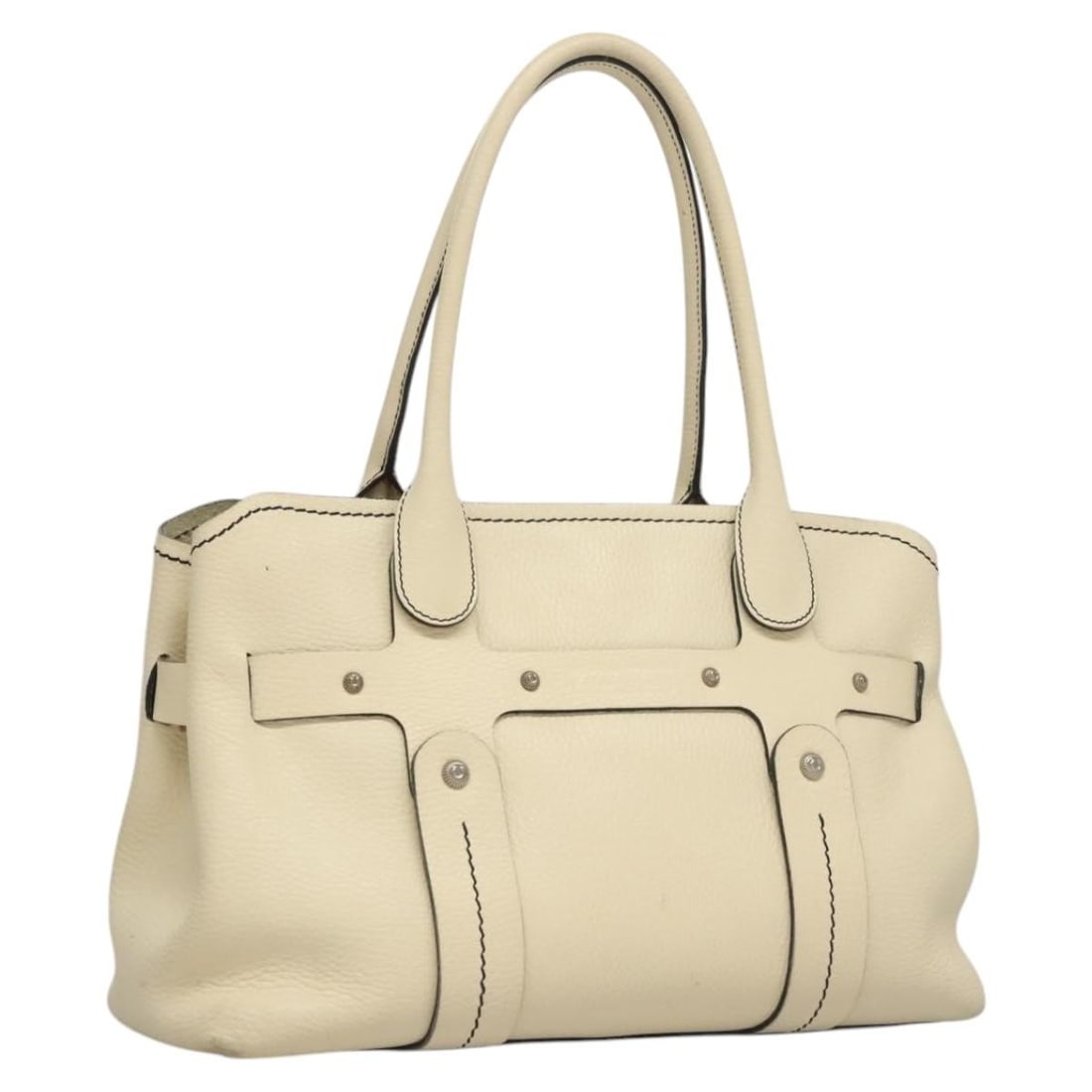 Salvatore Ferragamo white silver leather tote bag Italy: Salvatore Ferragamo white silver leather tote bag Italy This Salvatore Ferragamo tote bag is crafted from leather in a white and silver color combination. Designed for women, it features a spacious in